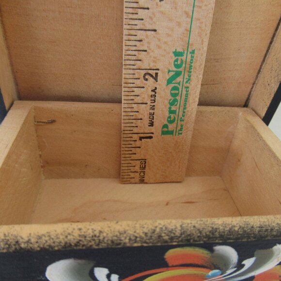 VTG Norwegian Rosemaling Wooden Trinket Box Hand Painted Folk Art - Picture 5 of 9